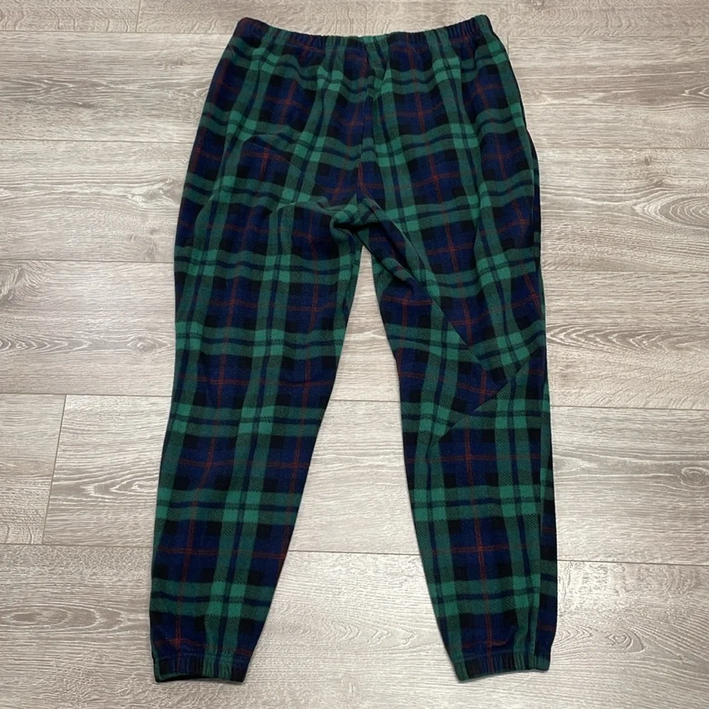 Old Navy Fleece Pajama Set Jogger and Crew Neck Long Sleeve Black Watch Plaid L